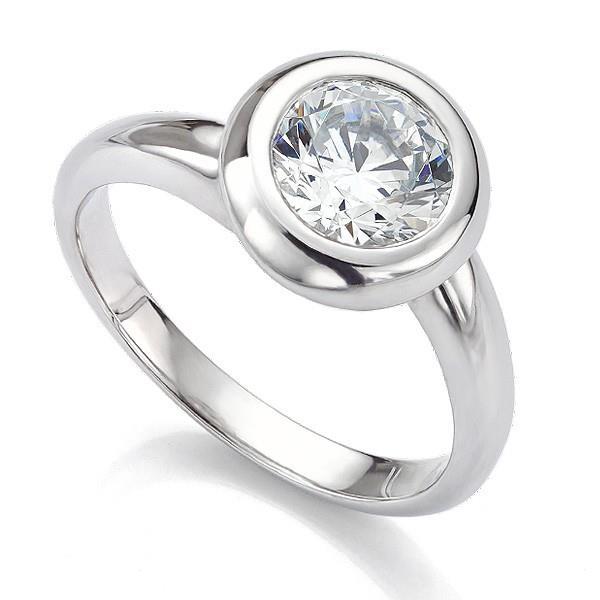 Gorgeous Bezel Set Round Natural Diamond Solitaire Ring 1.75 Ct