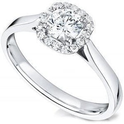 Gorgeous Brilliant Cut 1.75 Carats Genuine Diamond Ring White Gold Halo