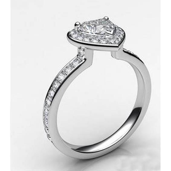 Gorgeous Heart Cut With Round Diamond Halo Ring 6.10 Carats White Gold Jewelry