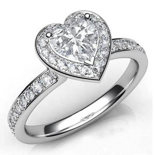 Gorgeous Heart Cut With Round Natural Earth Mined Diamond Halo Ring 6.10 Carats White Gold Jewellery