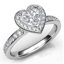 Gorgeous Heart Cut With Round Natural Earth Mined Diamond Halo Ring 6.10 Carats White Gold Jewellery