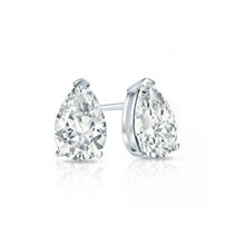 Gorgeous Pear 2 Carats Solitaire Genuine Diamond Stud Earrings White Gold 14K