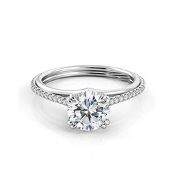 Gorgeous Round Brilliant 4 Carats Real Diamond Solitaire Ring With Accent