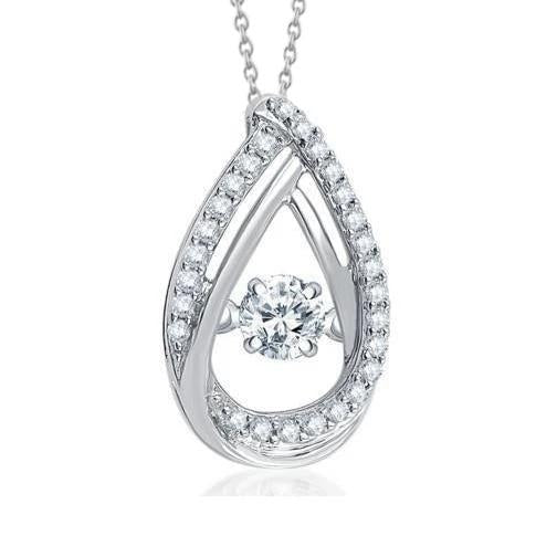 Gorgeous Round Brilliant Cut Genuine Diamond Pendant Necklace 1.18 Ct. WG 14K