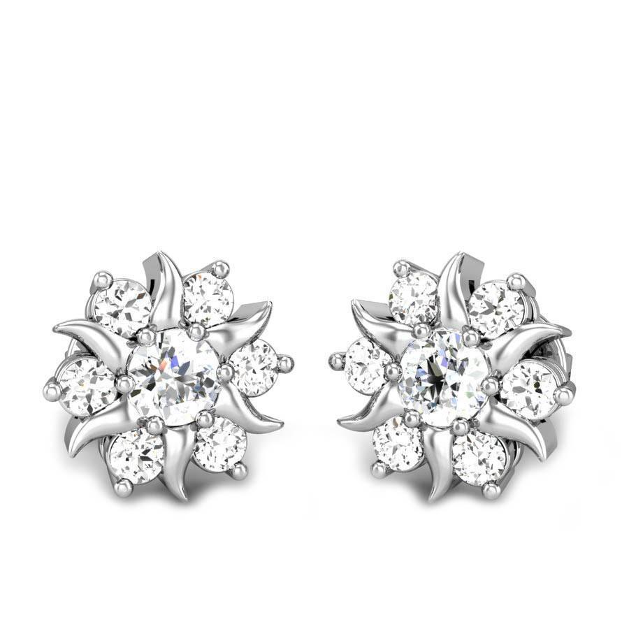 Gorgeous Round Cut 3.40 Ct Genuine Diamonds Flower Style Studs Halo Earrings