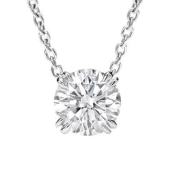 Gorgeous Round Cut Real Diamond Solitaire Slide Pendant White Gold 3 Carats