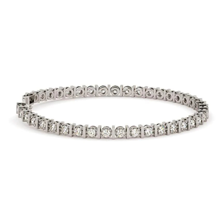 Gorgeous Round Cut Real Natural Earth Mined Diamond Tennis Bracelet Jewellery 4.20 Ct White Gold