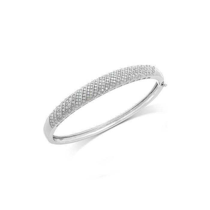 Gorgeous Round Real Diamond Bangle 4.50 Ct White Gold