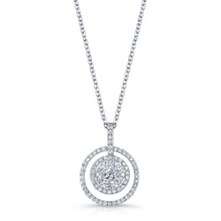 Gorgeous Round Real Diamond Pendant Necklace 2 Carats White Gold