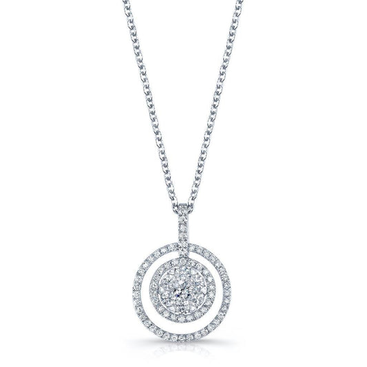 Gorgeous Round Real Natural Earth Mined Diamond Pendant Necklace 2 Carats White Gold