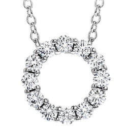 Gorgeous Round Shaped Real Diamond Pendant Necklace 2.40 Ct. White Gold 14K