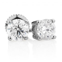 Gorgeous Round Solitaire 4 Carats Real Diamond Stud Earrings Women