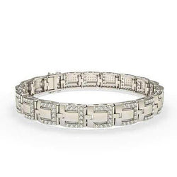 Gorgeous Small 7 Carats Real Diamonds Men's Link Bracelet 14K WG