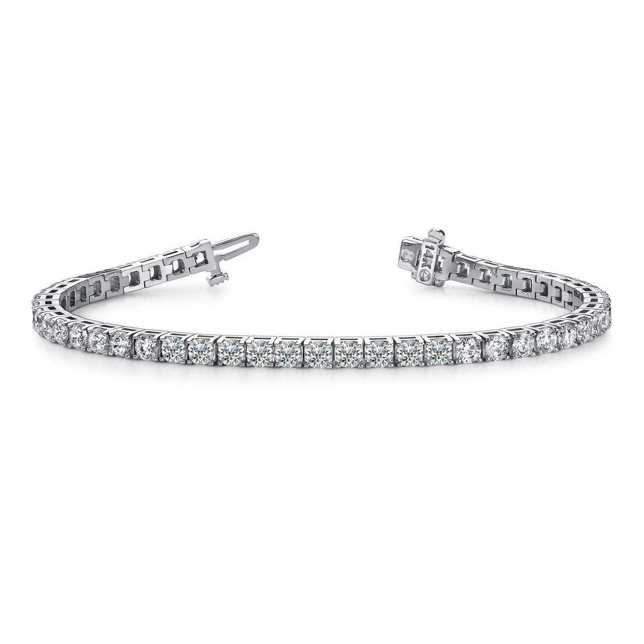 Gorgeous White Gold Round Cut 6.72 Ct Natural Diamonds Lady Tennis Bracelet
