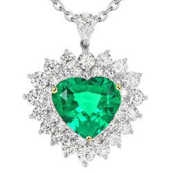 Emerald Stone Pendant Necklace – GIA Certified 6 ct Two-Tone 14K
