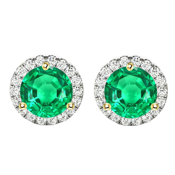 Gemstone Earring Two-Tone 14K Gold with Fine Emerald – main view