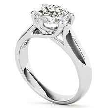 Fine Diamond Old Mine Cut Single Stone Ring in 14 Karat White Gold – front view