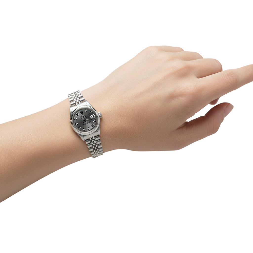 Gray Natural Earth Mined Diamond Dial Rolex Ss Jubilee Datejust Ladies Watch P5