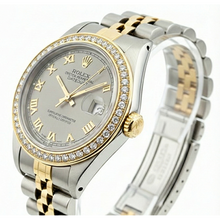 Gray Roman Dial Diamond Bezel Ss & Gold Rolex Lady Watch Datejust