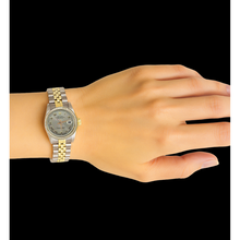 Gray Roman Dial Natural Earth Mined Diamond Bezel Ss & Gold Rolex Lady Watch Datejust P2