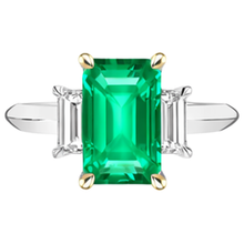 Colombian Emerald Precious Stone Ring 2-ct 14K Two Tone Gold – angle view