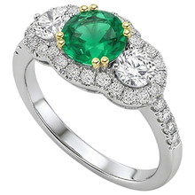 Genuine Fine Emerald Gemstone Ring 2.50 ct 14 Karat Two Tone Gold – side view