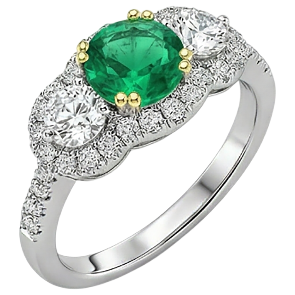 Genuine Fine Emerald Gemstone Ring – profile view