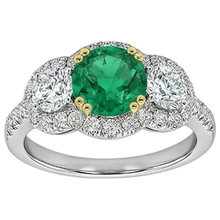 Fine Emerald Gemstone Ring 2.50-ct 14 Karat Two Tone Gold – front view