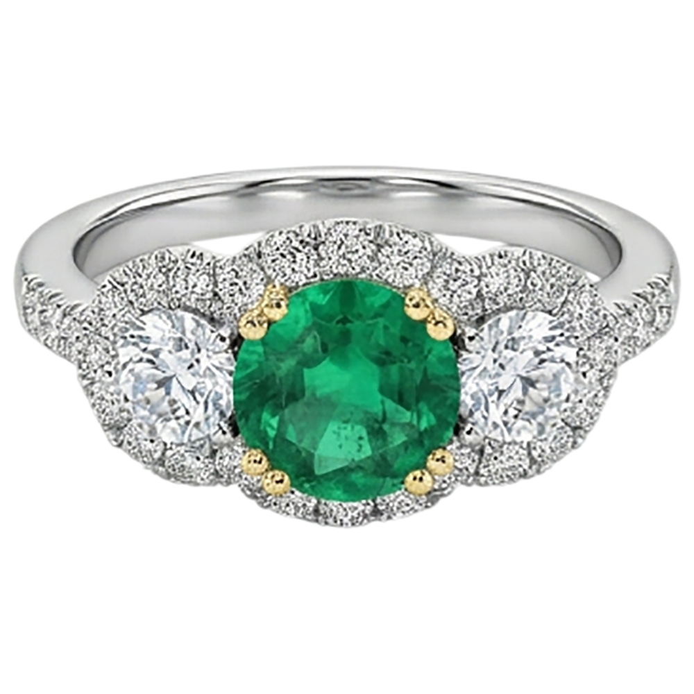 Genuine Fine Emerald Gemstone Ring – angle view