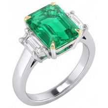 Colored Stone Ring 14 Karat Two Tone Gold with Colombian Emerald – side view