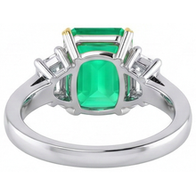 Colored Stone Ring 14 Karat Two Tone Gold with Colombian Emerald – back view