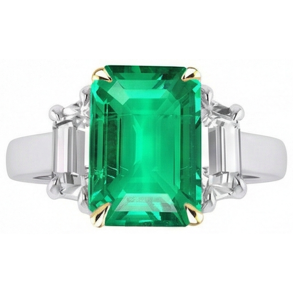 Handcrafted Colombian Emerald Colored Stone Ring 4 ct – angle view
