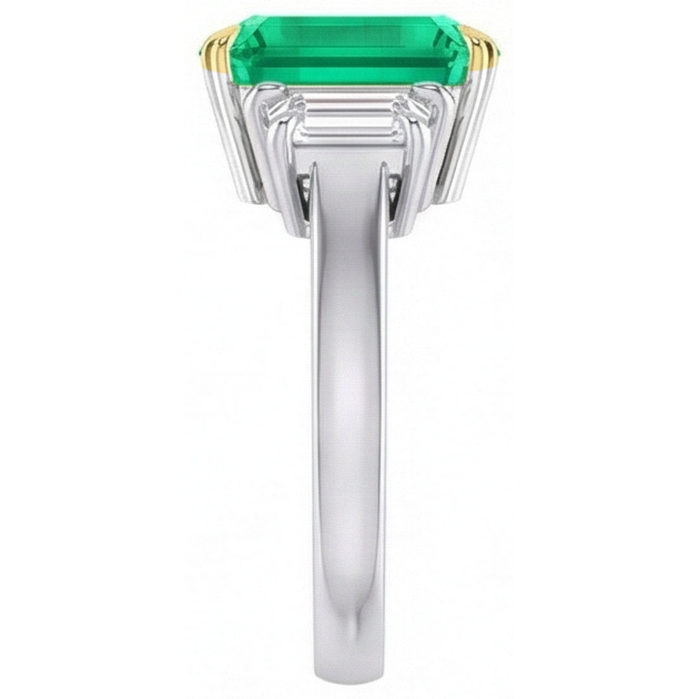 Genuine Colombian Emerald Colored Stone Ring – profile view