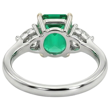 Earth-Mined Colombian Emerald Precious Stone Ring – back view