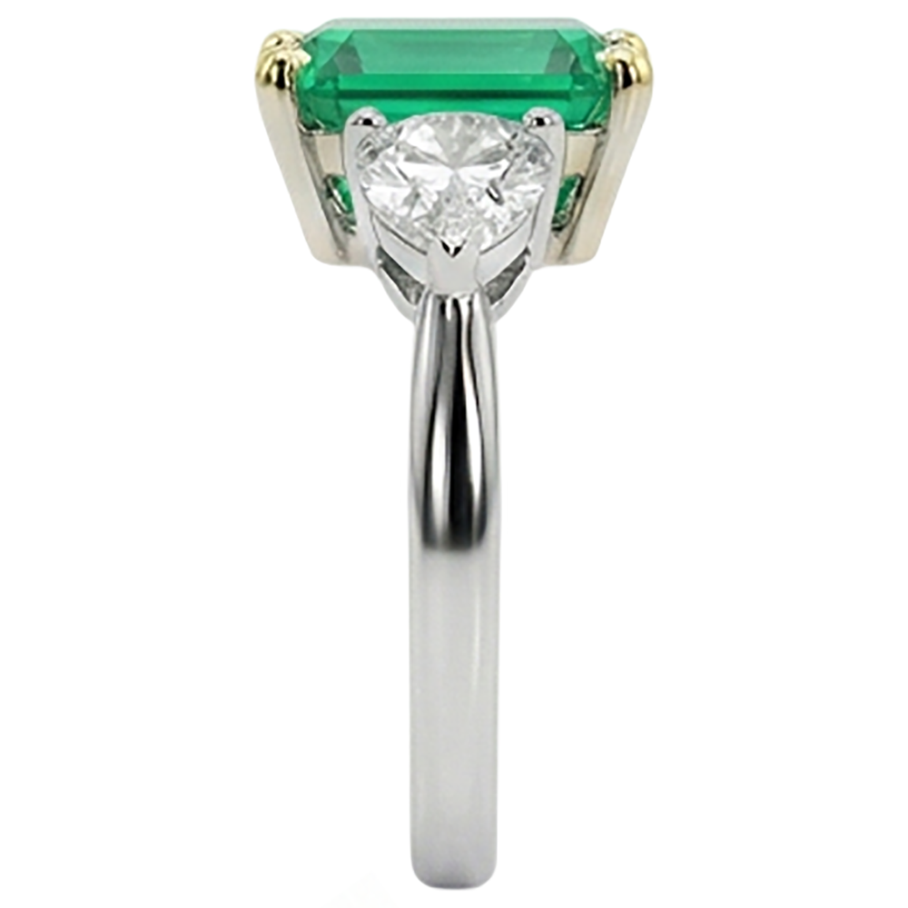 Earth-Mined Colombian Emerald Precious Stone Ring – top view