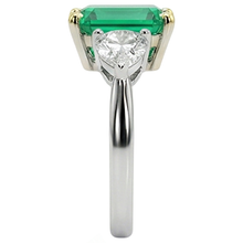 Earth-Mined Colombian Emerald Precious Stone Ring – top view