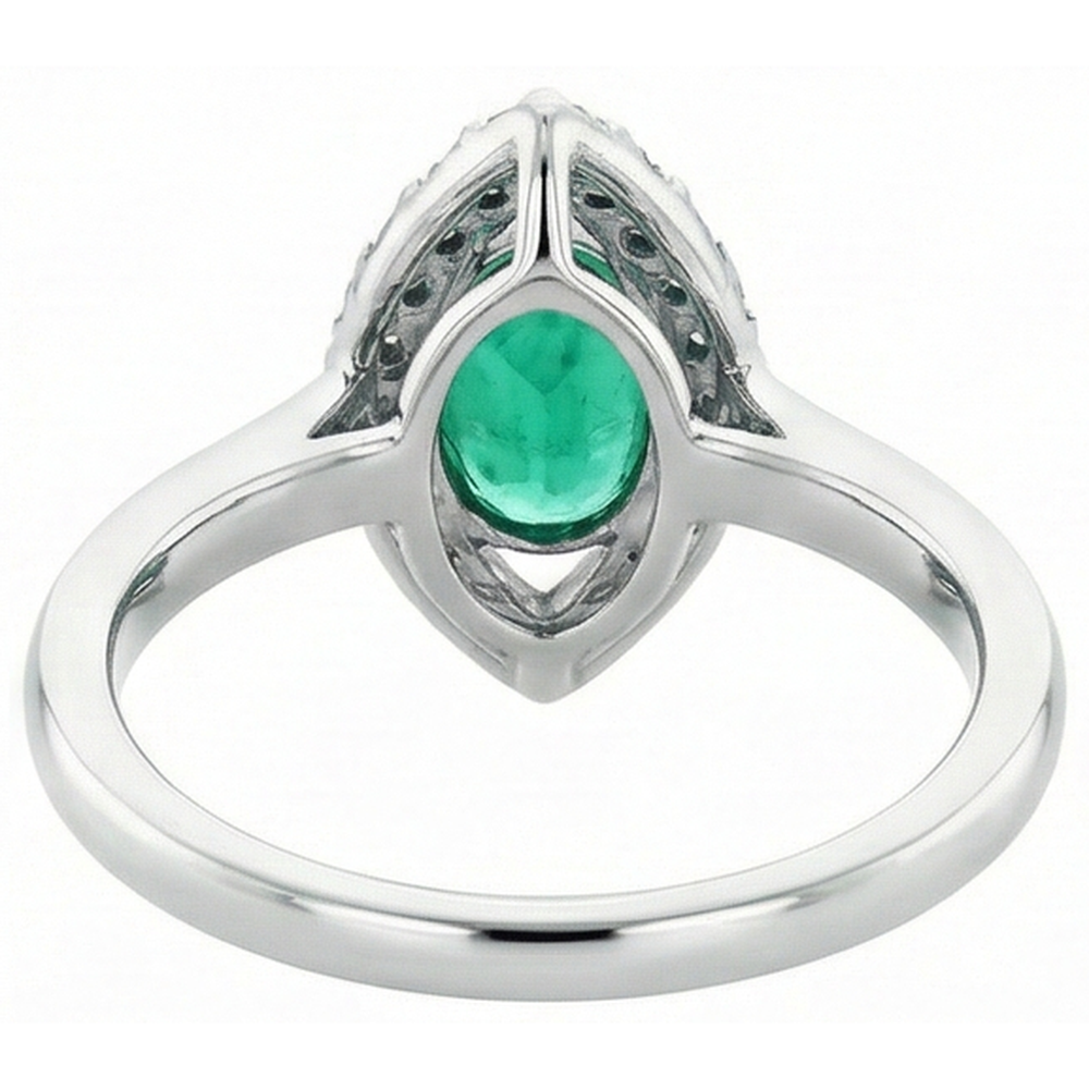 Green Emerald And Natural Earth Mined Diamond 3.75 Carats Engagement Ring Gold White 14K