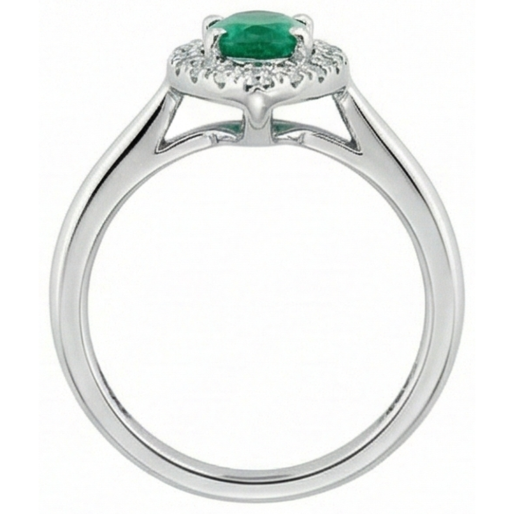 Green Emerald And Natural Earth Mined Diamond 3.75 Carats Engagement Ring Gold White 14K