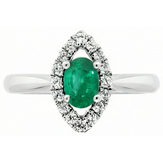 Green Emerald And Natural Earth Mined Diamond 3.75 Carats Engagement Ring Gold White 14K