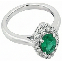 Green Emerald And Natural Earth Mined Diamond 3.75 Carats Engagement Ring Gold White 14K