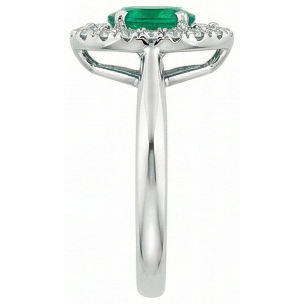 Green Emerald And Natural Earth Mined Diamond 3.75 Carats Engagement Ring Gold White 14K