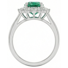 natural round emerald 3.50ct ring profile view