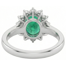 natural round emerald 3.50ct ring on white background
