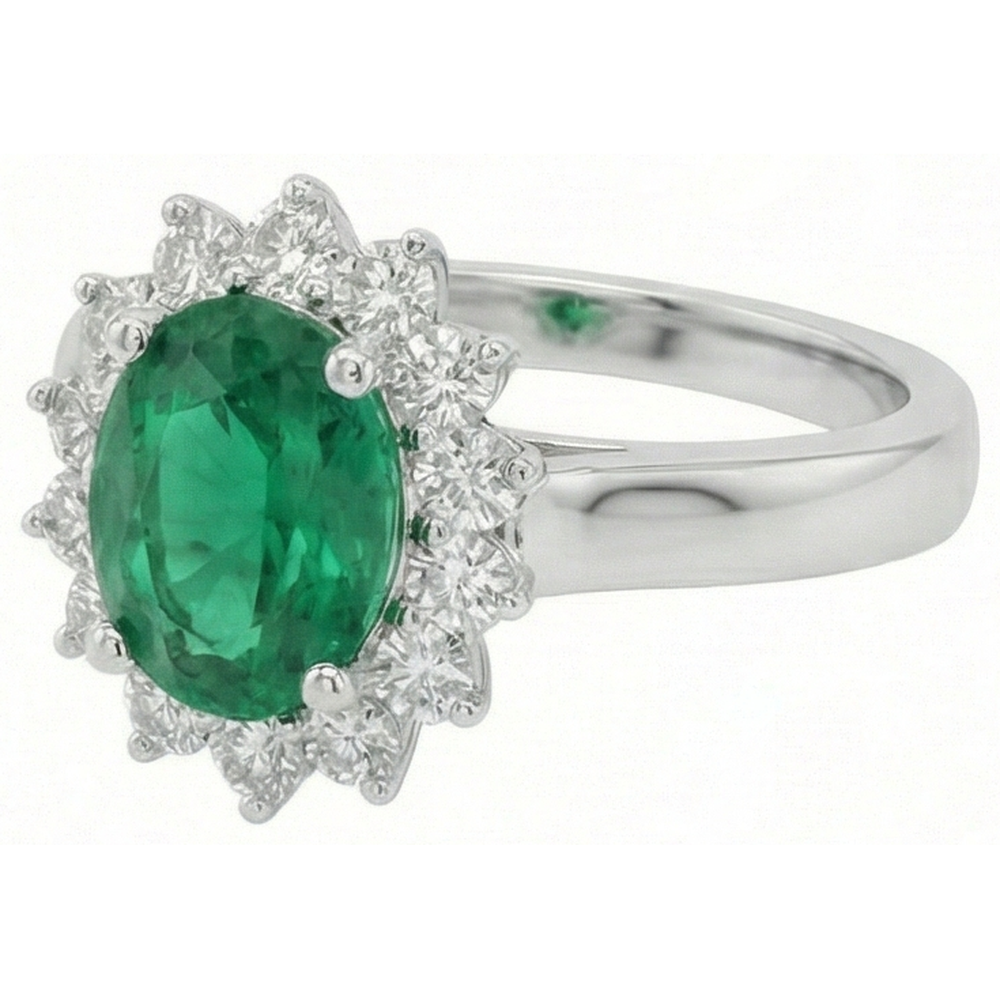 Green Emerald And Natural Earth Mined Diamond Wedding Ring 3.50 Carats Gold Jewellery