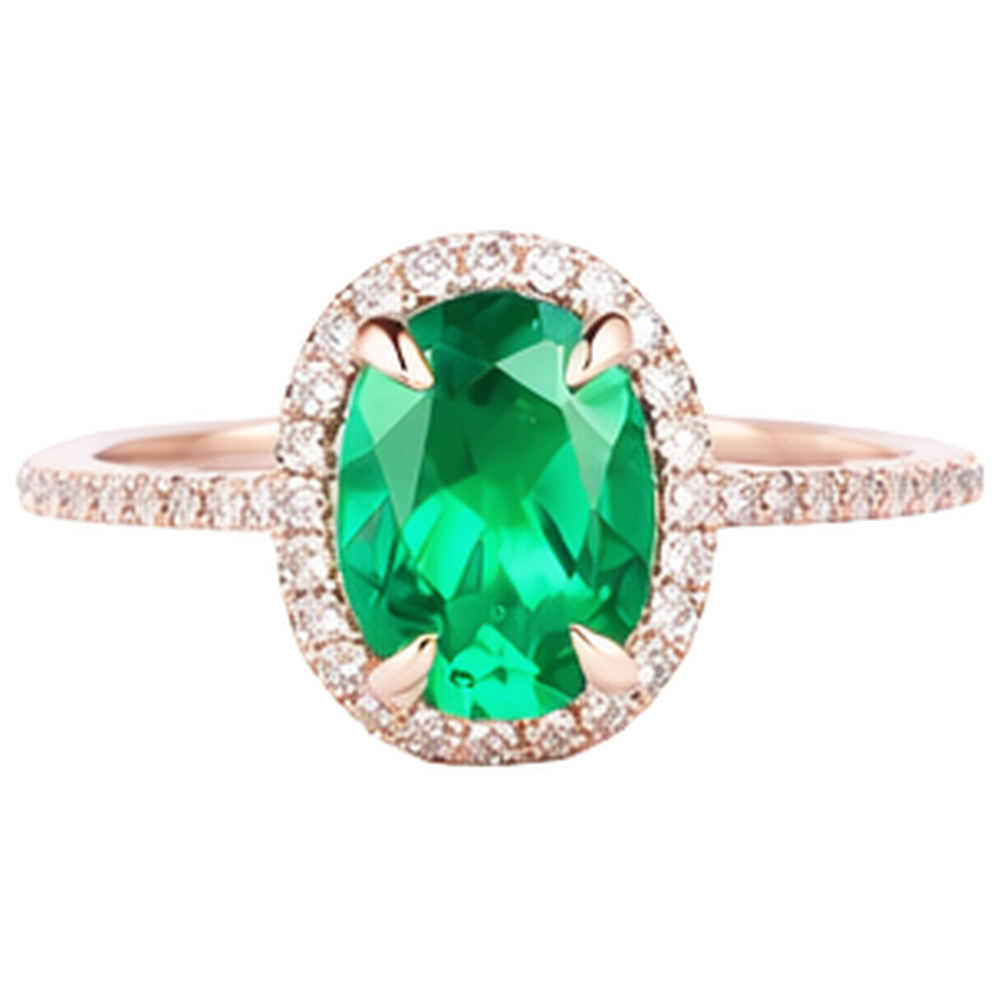 Green Emerald And Natural Earth Mined Diamond Wedding Ring 5.45 Carats