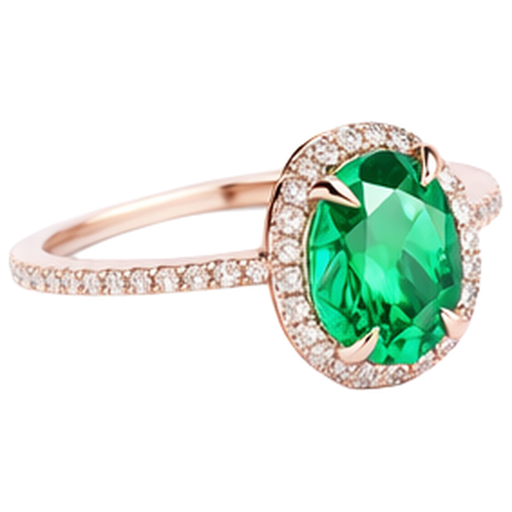 Green Emerald And Natural Earth Mined Diamond Wedding Ring 5.45 Carats