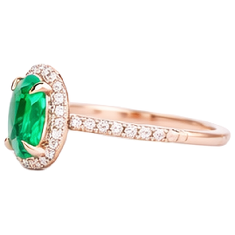 Green Emerald And Natural Earth Mined Diamond Wedding Ring 5.45 Carats