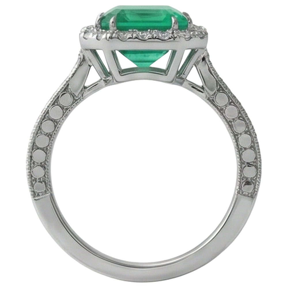 Green Emerald And Natural Earth Mined Diamond Wedding Ring White Gold Jewellery 21.50 Ct