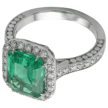 Green Emerald And Natural Earth Mined Diamond Wedding Ring White Gold Jewellery 21.50 Ct