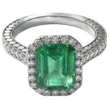 Green Emerald And Natural Earth Mined Diamond Wedding Ring White Gold Jewellery 21.50 Ct